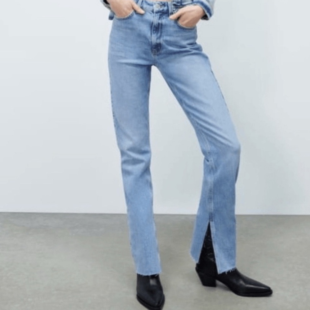 Zara Light Blue Straight Leg Jeans